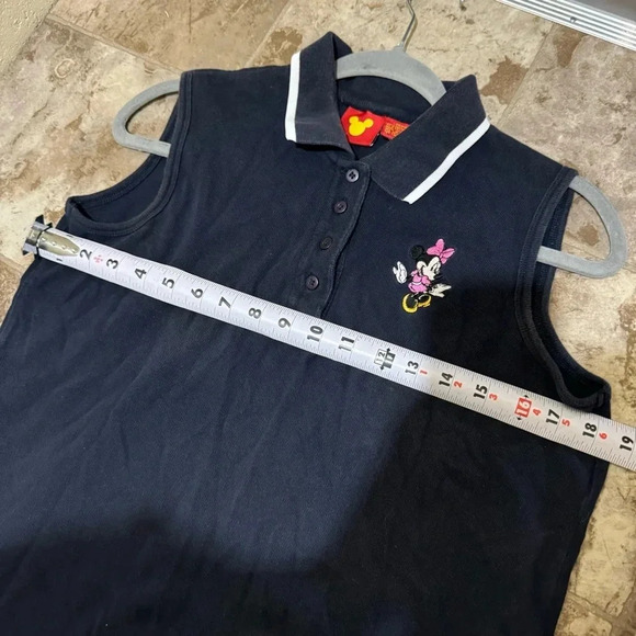 Women’s  Disney Brand Vintage 90’s Minnie Mouse Collared Navy Tank Top Size: M - Picture 12 of 15